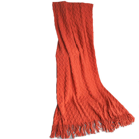 125Cm X 200Cm Warm Cozy Knitted Throw Blanket Orange