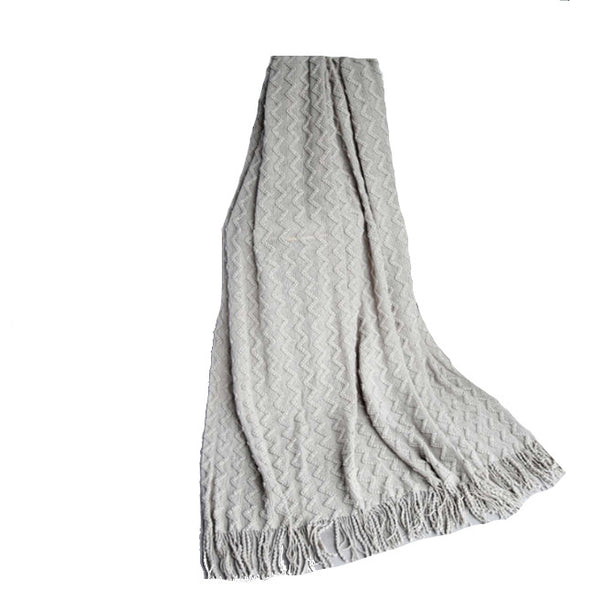 125Cm X 200Cm Warm Cozy Knitted Throw Blanket Light Grey Blankets