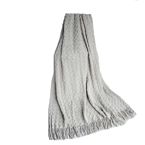 125Cm X 200Cm Warm Cozy Knitted Throw Blanket Light Grey