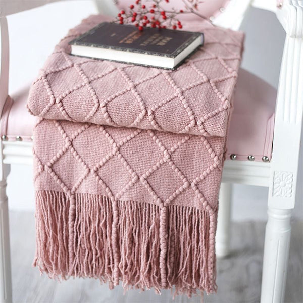127Cm X 210Cm Warm Cozy Knitted Throw Blanket Pink Blankets