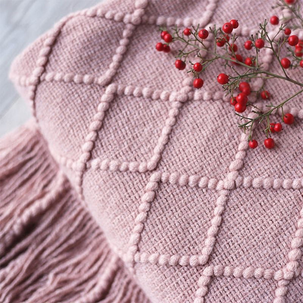 127Cm X 210Cm Warm Cozy Knitted Throw Blanket Pink Blankets