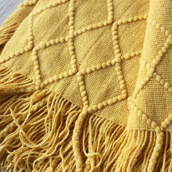 127Cm X 210Cm Warm Cozy Knitted Throw Blanket Mustard Blankets