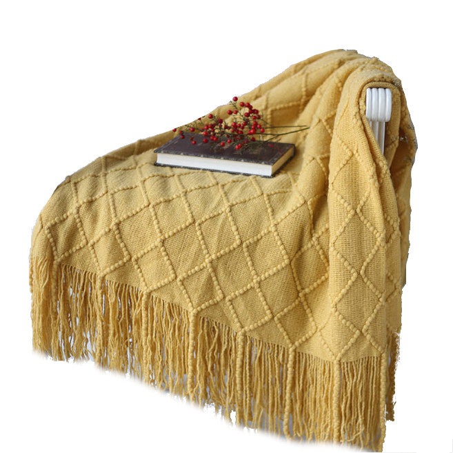 127Cm X 210Cm Warm Cozy Knitted Throw Blanket Mustard Blankets