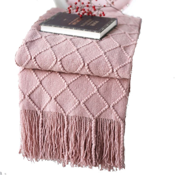 127Cm X 210Cm Warm Cozy Knitted Throw Blanket Pink Blankets
