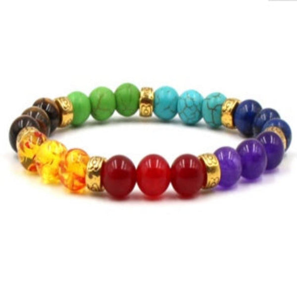 Veile Studios Natural Stone Colourful Chakra Energy Yoga Bracelet Fashion Jewellery Bracelets