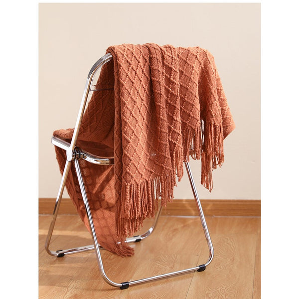 127Cm X152cm Warm Cozy Knitted Throw Blanket Coffee Blankets