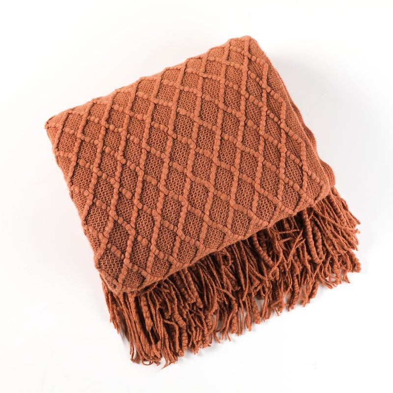 127Cm X152cm Warm Cozy Knitted Throw Blanket Coffee Blankets