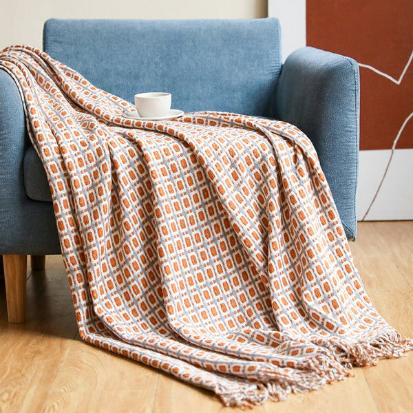 127Cm X 152Cm Warm Cozy Knitted Throw Blanket Orange