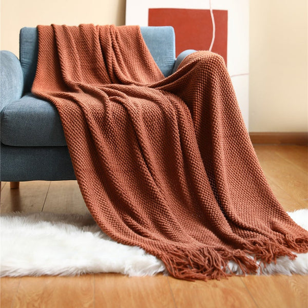 127Cm X 152Cm Warm Cozy Knitted Throw Blanket Brown Style Blankets