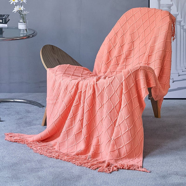 127Cm X 152Cm Warm Cozy Knitted Throw Blanket Coral