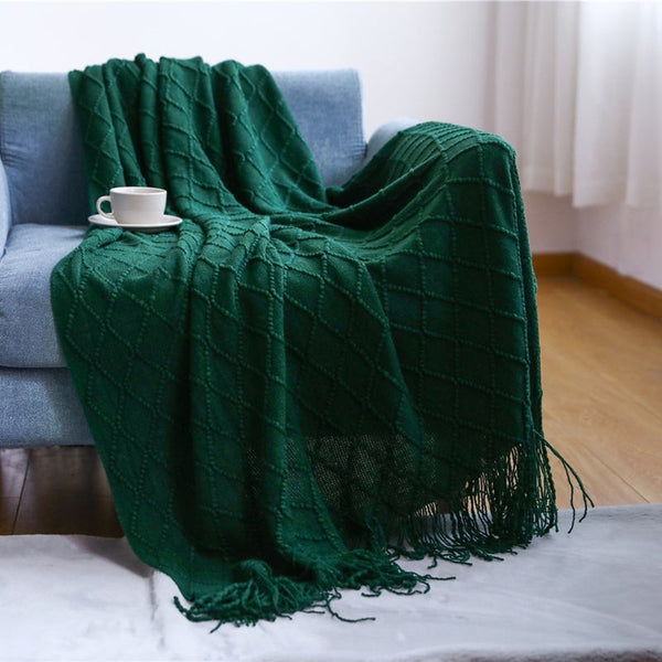 127Cm X 152Cm Warm Cozy Knitted Throw Blanket Deep Blue Blankets