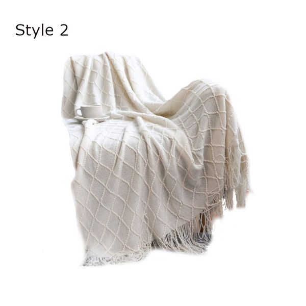127X152cm Warm Cozy Knitted Throw Blanket Beige Blankets