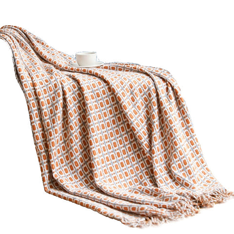 127Cm X 152Cm Warm Cozy Knitted Throw Blanket Orange