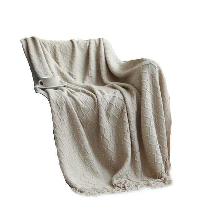 127Cm X 152Cm Warm Cozy Knitted Throw Blanket Beige Blankets