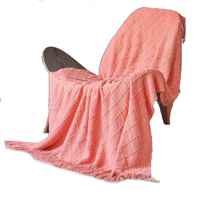 127Cm X 152Cm Warm Cozy Knitted Throw Blanket Coral Blankets
