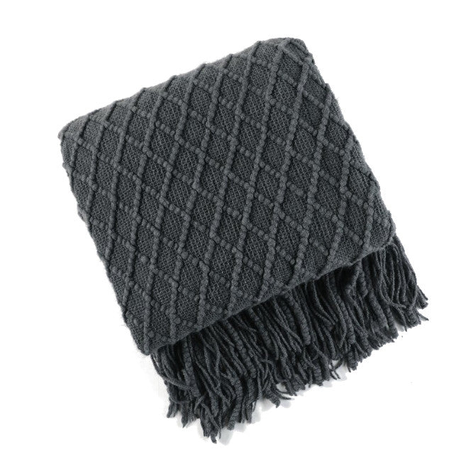 127Cm X 152Cm Warm Cozy Knitted Throw Blanket Dark Grey Blankets