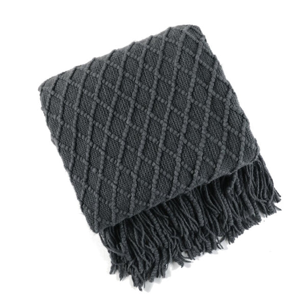 127Cm X 152Cm Warm Cozy Knitted Throw Blanket Dark Grey Blankets