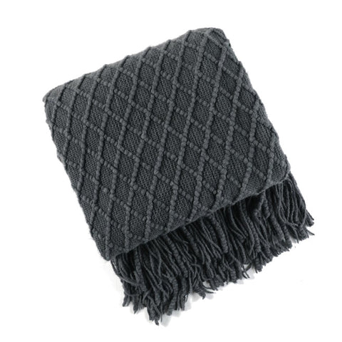 127Cm X 152Cm Warm Cozy Knitted Throw Blanket Dark Grey Blankets