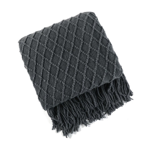 127Cm X 152Cm Warm Cozy Knitted Throw Blanket Dark Grey