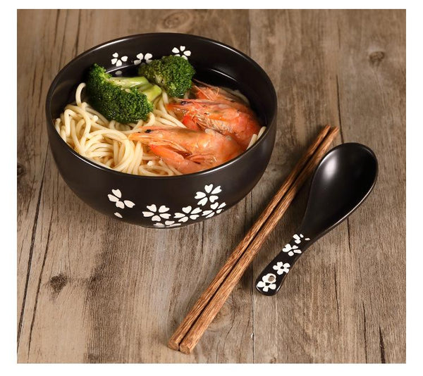 Bowls Ceramic Noodle Rice Bowl With Cover Japanese Style Soup Dinnerware Tableware
