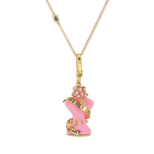 Diamond Inlaid Crystal Zircon Chain Pink Necklaces & Pendants