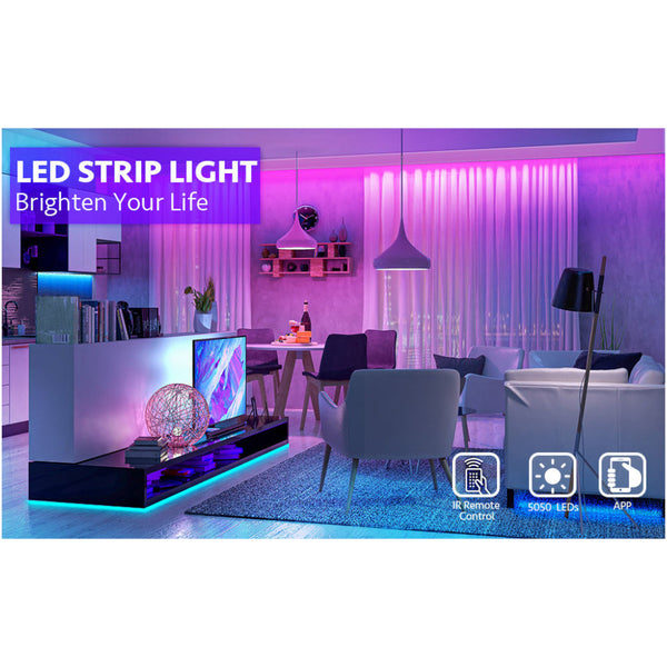 12M Led Strip Lights Rope For Bedroom And Home (5050 App With Remote Control) Smart Light Strips