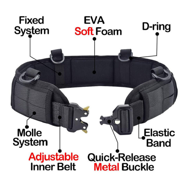 Elosung Black Tactical Utility Belt With Adjustable Straps And Metal Buckle Police & Security Belts