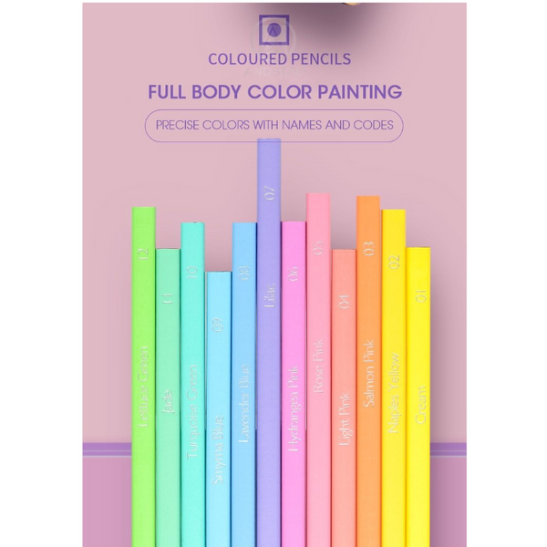 12 / 24 Colours Pastel Coloured Pencils Drawing Craft At Home G01