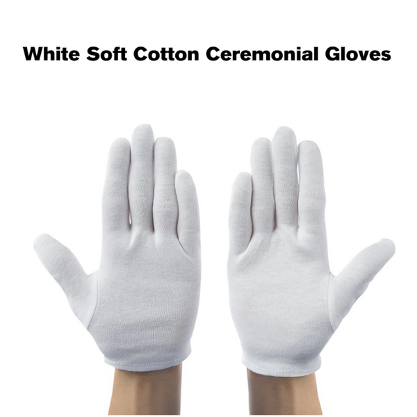 12 Pairs White Soft Cotton Ceremonial Gloves Stretchable Lining For Male Female Serving / Waiters Drivers Coin Jewellery Silver Inspection Gloves & Mi