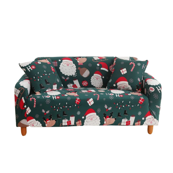 Sofa Cover Green Christmas Santa Claus Design Non Slip Stretchable Slipcover Slipcovers