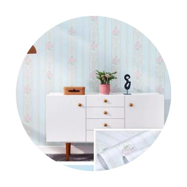 Pastoral Flower Self Adhesive Wallpaper Waterproof Wipeable Stickers Wall Stickers