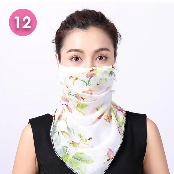 Summer Masks Flower Printed Women's Large Neck Guard Sun Protection Scarf Scarves & Wraps