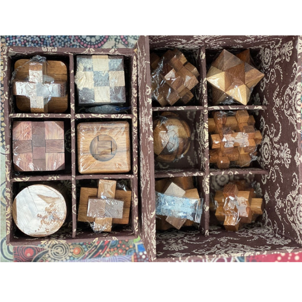 12 Puzzle Brain Teaser Interlocking Wooden Set A Deluxe Gift Box For Kids Or Adults Puzzles