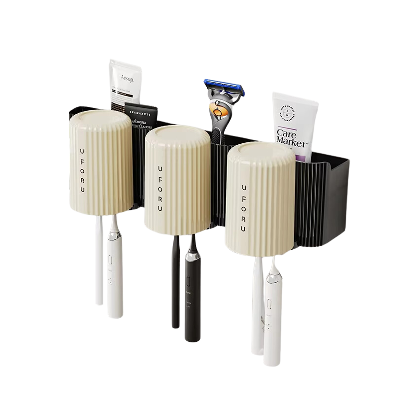 Elosung Black Toothbrush Holder (Set Of 3) 20Cm * 11.5Cm 11Cm Tumblers & Toothbrush Holders