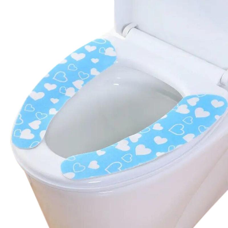 Toilet Seat Cover Blue Love Pattern Washable Mat Bathroom Accessories Bath Mats Rugs & Toilet Covers
