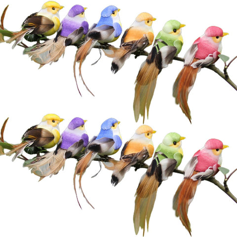 12Pcs Artificial Birds Fake Foam Animal Simulation Feather Models Crafts Diy Wedding Home Garden Ornament Decoration