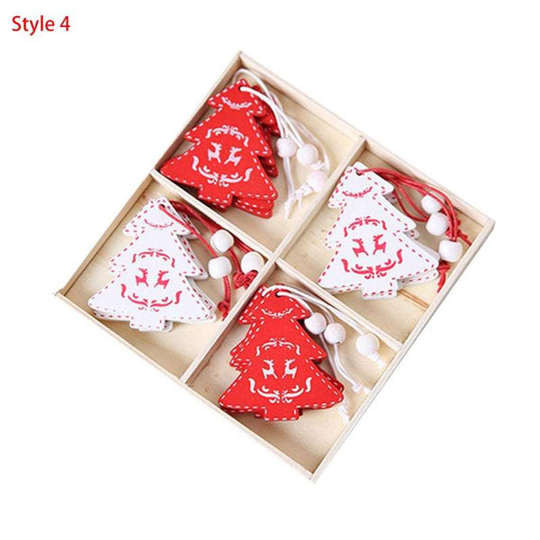 Christmas Tree Decorations 12Pcs / Box Ornaments With Wooden Hanging