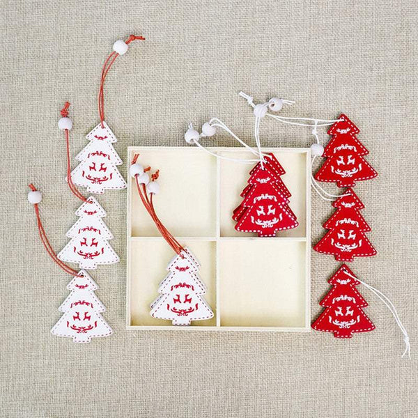 Christmas Tree Decorations 12Pcs / Box Ornaments With Wooden Hanging