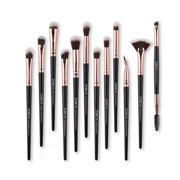 12Pcs Cosmetic Brush Tool Sets Professional Black Brushes