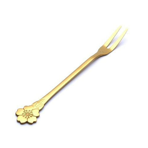 12Pcs Flowers Stainless Steel Fruit Fork Handle Forks