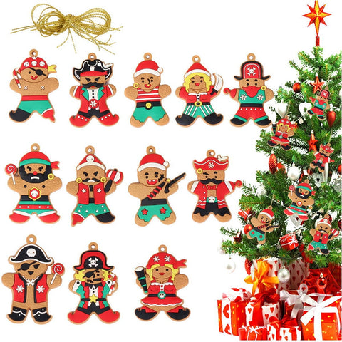 12Pcs Gingerbread Man Christmas Tree Hanging Pendants Decorations Seasonal Decorations