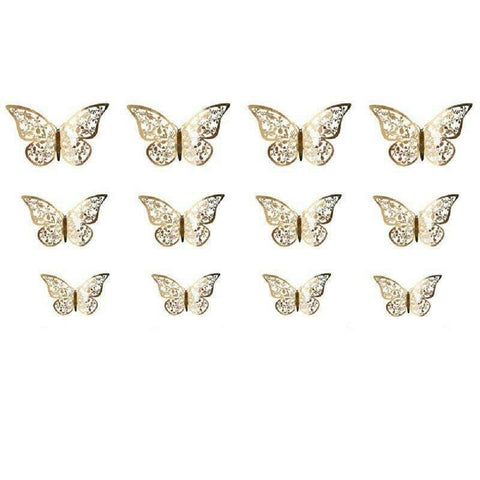 Wallpaper Decals 12Pcs Hollow 3D Butterfly Stickers Removable Set