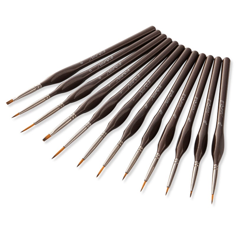 12Pcs Miniature Paint Brush Set Professional Nylon Acrylic Painting Brushes Watercolor Oil For Drawing Art Supplies Artists Brushes