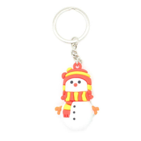 12Pcs Creative Pvc Silicone Christmas Key Ring Keychain Small Gift Bag Car Pendant Snowman