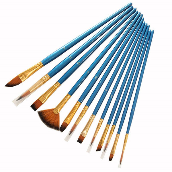 12Pcs Set Nylon Paint Brush Profession Watercolor Brushes For Handle Oil Acrylic Painting Pen Art Supplies Artists Brushes