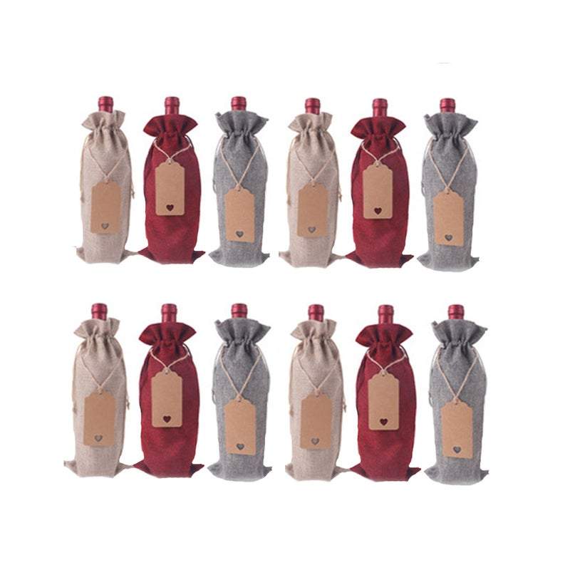 Wine Racks Holders 12Pcs Drawstring Bottle Bags With 10M Rope Labels Party Decorations
