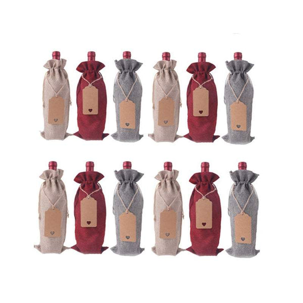 Wine Racks Holders 12Pcs Drawstring Bottle Bags With 10M Rope Labels Party Decorations