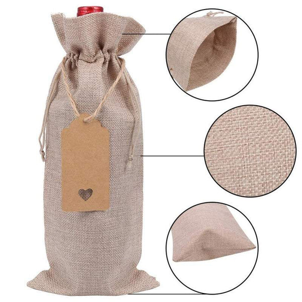 Wine Racks Holders 12Pcs Drawstring Bottle Bags With 10M Rope Labels Party Decorations