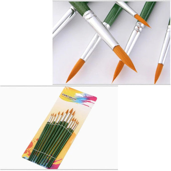 12Pcs Acrylic Paint Brushes Pointed Nylon Hair Watercolor