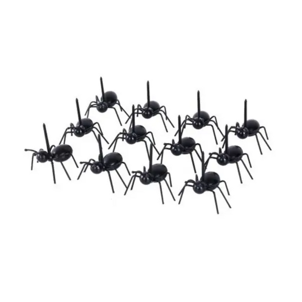 12Pcs Creative Ant Style Plastic Safety Fruit Forks Cake Salad Black Cutlery Sets